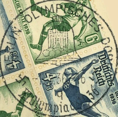 Germany #B83-B84 Berlin Olympic Village Postmark Se-Tenant Tete-Beche 1936 Used - Image 1 of 2