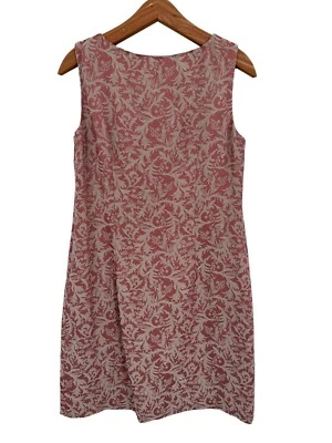Elie Tahari Sheath Dress 10 Pink Sleeveless Boat Neck Floral Printed Above Knee - Image 1 of 4