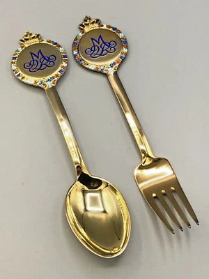 Anton Michelsen 1972 Commemorative 2 piece Fork and Spoon Set 6 3/8" - Image 1 of 4