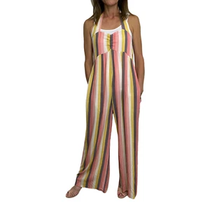 NWT HURLEY Women's Striped Sleeveless Halter Top Jumpsuit Size Small B18 - Picture 1 of 9