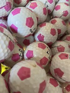 4 Callaway Chrome Soft Pink Truvis Golf Balls - Soccer Ball Style Aa