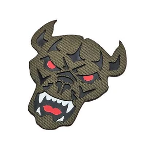 Scary Pitbull Lasercut K9 Dog Ranger Green embroidered Skull Tactical patch - Picture 1 of 2