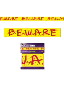 Beware Party Tape Halloween Decoration 3" x 20' Caution Tape - Picture 1 of 1