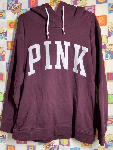 UNDERCOVER Victorias Secret rosa felpa con cappuccio donna piccola viola pullover tasche