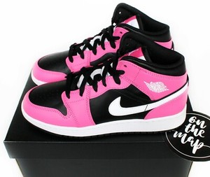 Nike Air Jordan 1 Retro Mid Pink Black Pinksicle GS UK 4.5 US 5 7 555112-002 New