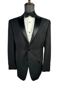 MICHAEL STRAHAN Mens Black ATHLETIC FIT TUXEDO TUX Sport Coat Blazer Jacket 42R - Picture 1 of 8