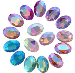 80 PIEZAS Piedras de vidrio de lujo OVAL puntiagudas colores mezclados AB #95627 - Imagen 1 de 1