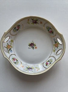Vintage Nippon Hand Painted Floral Gold Trim Candy Nut Dish Bowl Trinket - Picture 1 of 6