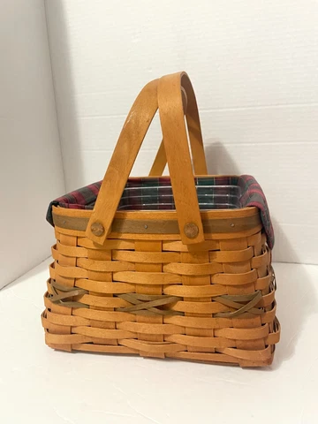 Longaberger 2000 Deck the Halls Christmas Basket w/3-Part Divider Liner Cover
