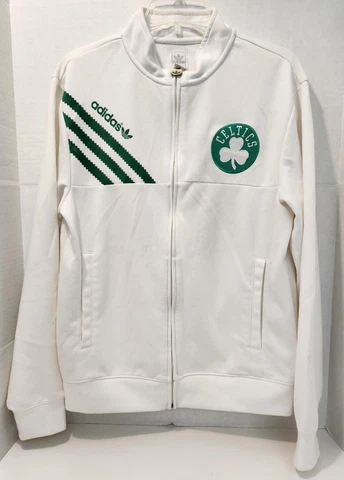 Adidas NBA Boston Celtics Adult White Spell Out Big Logo Track Jacket S (LRW) Cover
