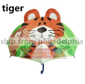 Kids Girls Boy Novelty Cartoon 3D Pop-up Ear Dome Hook Umbrella Rain Brolly Gift - Picture 1 of 25