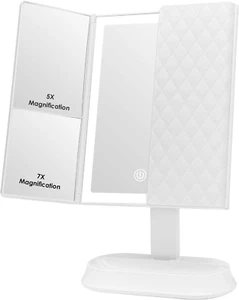 Specchio Trucco Con Luci 60 LED, Specchio Ingranditore Pieghevole 7X/5X/1X, Lumi - Foto 1 di 10