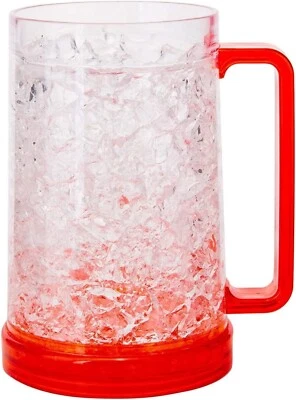 ( 1  Freezer Mug - Double Wall Gel Frosty Mugs Orange 16 oz Beer mug gift - Image 1 of 2