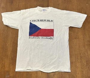 Vintage Czech Republic Flag T Shirt Large Freedom Single Stitch - Picture 1 of 7