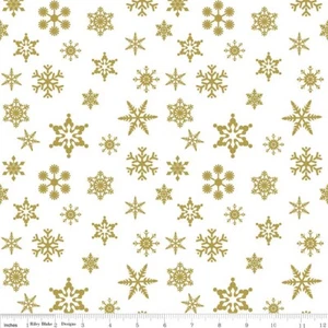 Snowflake Sparkle Gold by Riley Blake Designs 100% Cotton Christmas Fabric FQ - Picture 1 of 1