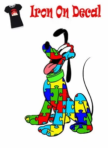 Autism Awareness Pluto Disney Iron-On Heat Transfer Sticker/Decal - Picture 1 of 3