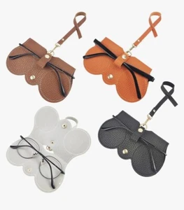 8 Leather Sunglasses Eyeglass Holder. 2 Orange 2 Brown 2 Tan 2 Off-white - Picture 1 of 4
