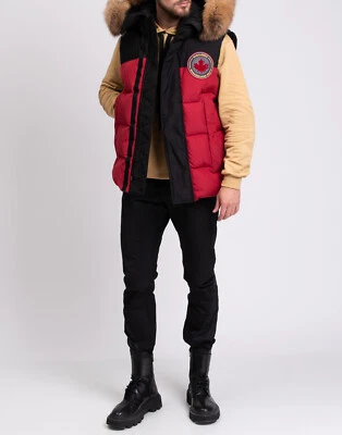 RRP€1085 DSQUARED2 Down Puffer Gilet IT44 US34 XS Raccoon Fur Trim Zipped Sides  - Image 1 of 4