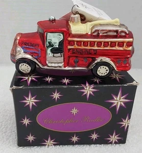 Camión de bomberos Christopher Radco rojo n listo adorno de vidrio soplado coleccionables  - Imagen 1 de 12
