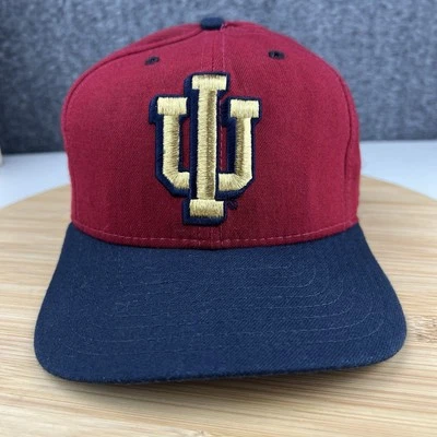 De colección 1990 Indiana Hoosiers Sombrero Gorra Snapback Nueva Era Carmesí Oro Logo Lana Foto 1 de 4