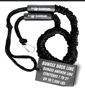 SandShark 7-21ft Premium Anchor Bungee Dock Line Boat JetSki Pontoon Black Kayak - Picture 1 of 4