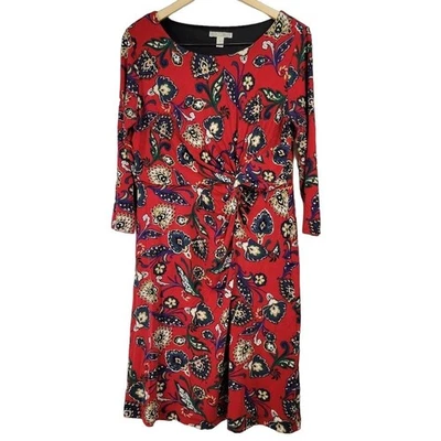 Vestido envolvente sintético floral rojo Dana Buchman - talla L, elástico y forrado Foto 1 de 4