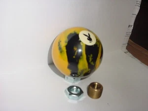 PLAYBOY  Marbled Black & Yellow   Custom Shift Knob  2 1/4"  Car, Truck - Picture 1 of 2