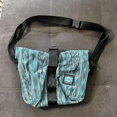 Ethnotek Messenger Sling Bag Padded Camera Crossbody Ikat Fabric Teal Boho Earth - Image 1 of 4