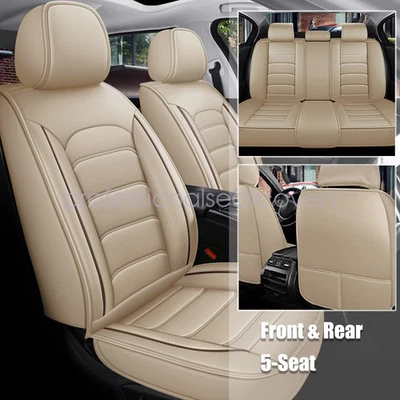 Fit For BMW Car Seat Cover Full Set PU Leather 5-Seats Front + Rear Protector US - Изображение 1 из 4