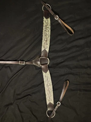 Tooled Leather Breast Collar W/ Rhinestones - Image 1 of 3