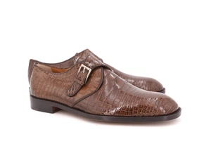 NEU $ 2349 SALVATORE FERRAGAMO 13 D EINFACHE SPITZE EINZELNER MÖNCH COGNAC BRAUN KROKODIL - Bild 1 von 16