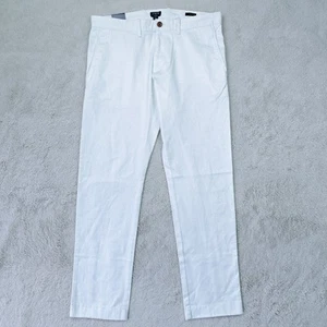 J Crew Flex Slim Chino Pants Men's 32x30 White Flat Front Cotton Blend NWT - Picture 1 of 10
