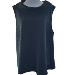 SUNNY GIRL Black Waffle Textured Sleeveless Cowl Neck Zip Top Women’s Sz 3X - Picture 1 of 8