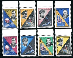 YEMEN - NORTH 1966, SPACE: OVERPRINT "LUNA 9",  Mi 494A-501A, MNH - Picture 1 of 1