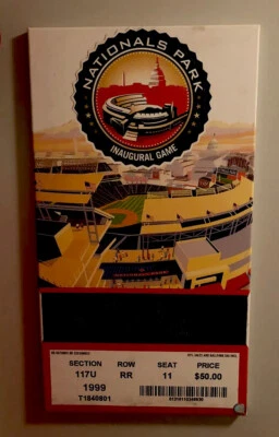 Washington Nationals Inaugural Home Game Ticket Canvas Nationals Park MLB 16x28 - Image 1 of 3