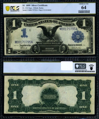 FR. 234 $1 1899 Silver Certificate Choice PCGS CU64 - Image 1 of 3