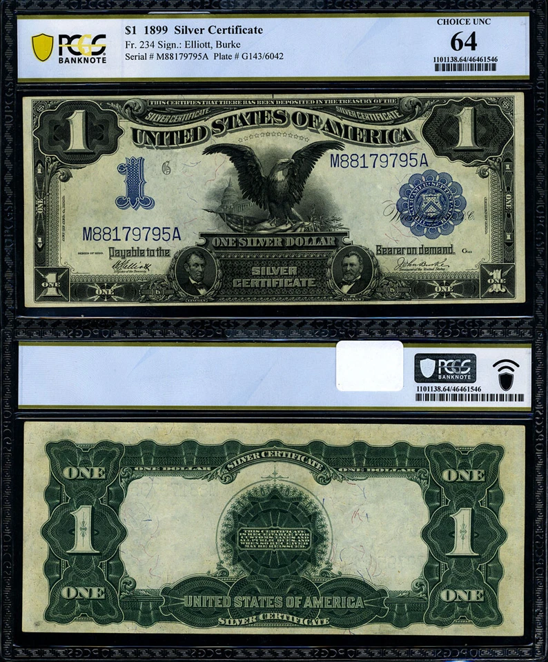 FR. 234 $1 1899 Silver Certificate Choice PCGS CU64 - Image 1 of 3