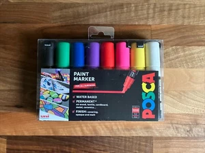 Uni Posca PC-8K Paint Marker 8 Standard Colours Broad Chisel 8mm New - Picture 1 of 3