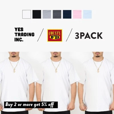 PACK DE 3 CAMISETAS DE MANGA CORTA DURAS PESADAS FB COUNTY PARA HOMBRE CAMISETAS DE ALGODÓN PESADAS Foto 1 de 4