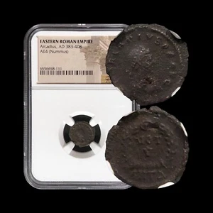ROME. 378, Æ4 Nummus - NGC Cert - Arcadius, VOT V, Antioch, Δ - Picture 1 of 6
