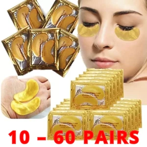 UNDER EYE PATCHES CRYSTAL COLLAGEN GEL PAD GOLD 24K FACE MASK ANTI AGING WRINKLE - Picture 1 of 14