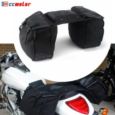 Saddle Bag Canvas Waterproof Panniers Box Side Tools Bag Pouch for Suzuki DR650 - Image 1 of 4