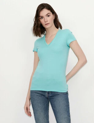 CAMISETA MUJER ARMANI EXHANGE SLIM FIT MANGA CORTA ALGODÓN PIMA, Jade-L. Foto 1 de 4