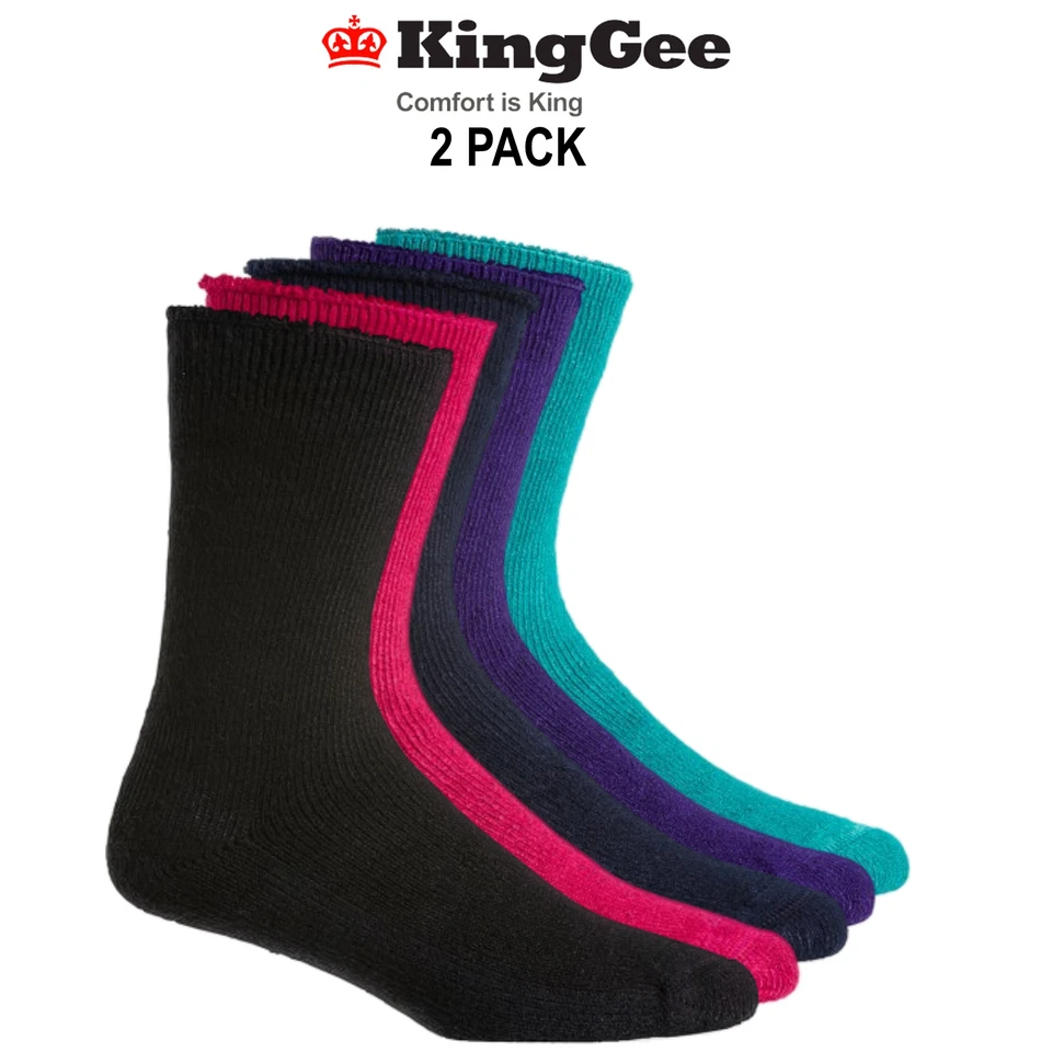 Paquete de 2 calcetines de trabajo de bambú KingGee plantilla acolchada ropa de trabajo suave comodidad K49270 Foto 1 de 1