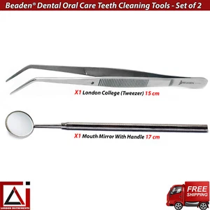 Dental Mouth Mirror With Handle London College Tweezers Oral Care Teeth Cleaning - Picture 1 of 6