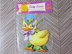 Vintage Dennison-Eureka-Easter Die Cut-Bonnet DUCK-Decorations Spring 6 inch - Picture 1 of 1
