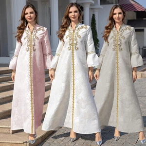 Stickerei Abaya Maxikleid lang Roben Dubai Türkei Kaftan Dubai Marokkanisches Kleid - Bild 1 von 19