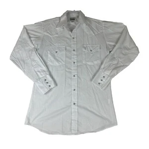Ely Cattleman Mens 14.5 Small White Short Sleeve Pearl Snap Western Shirt Light - Picture 1 of 10