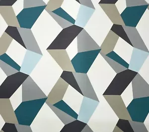 KRAVET URBAN TWIST TÜRKIS GEOMETRISCH ABSTRAKT MODERN BAUMWOLLSTOFF VON YARD 54"W - Bild 1 von 6
