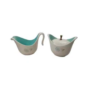 Taylor Smith Boutonniere Covered Sugar Bowl and Creamer Ever Yours Ceramic MCM - Picture 1 of 9